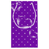 hartbubbels op paarse polka stip klein cadeauzakje (Achterkant)