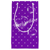 hartbubbels op paarse polka stip klein cadeauzakje (Voorkant)