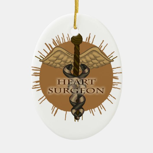 Hartchirurg Caduceus Keramisch Ornament (Voorkant)