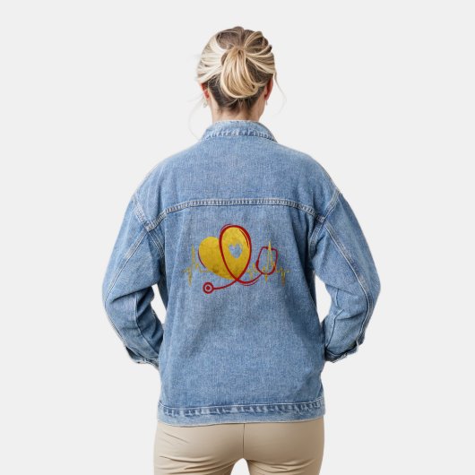 Hartcurve met medische stethoscoop 1 denim jacket (Model)