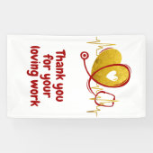 Hartcurve met medische stethoscoop 1 spandoek (Horizontaal)