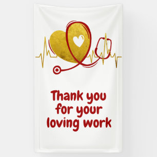 Hartcurve met medische stethoscoop 1 spandoek