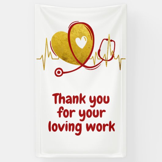 Hartcurve met medische stethoscoop 1 spandoek (Verticaal)