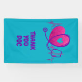 Hartcurve met medische stethoscoop 2 spandoek (Horizontaal)