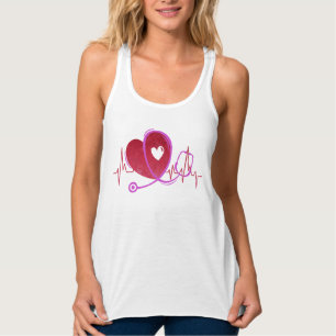 Hartcurve met medische stethoscoop 3 tanktop