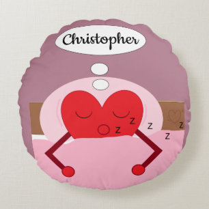 Hartdromen Roze en Paars Rond Kussen