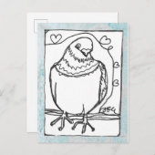 Hartduif Briefkaart - Continuous Line Drawing (Voorkant / Achterkant)