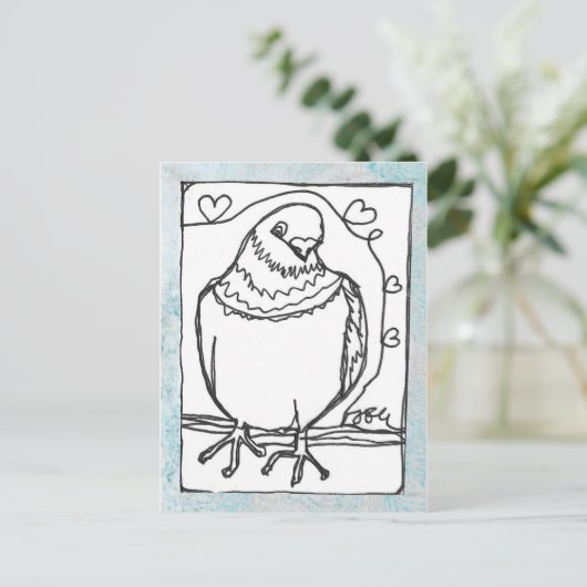 Hartduif Briefkaart - Continuous Line Drawing (Staand voorkant)