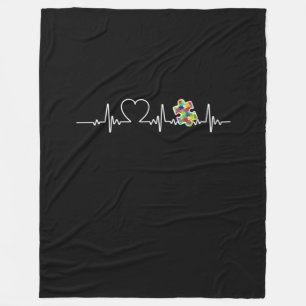 Harte puzzelstukjes hartslag Cool Autisme Awarenes Fleece Deken