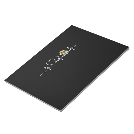 Harte puzzelstukjes hartslag Cool Autisme Awarenes Notitieblok (Schuin)