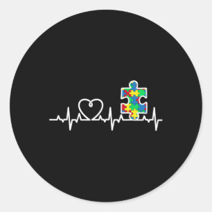 Harte puzzelstukjes hartslag Cool Autisme Awarenes Ronde Sticker