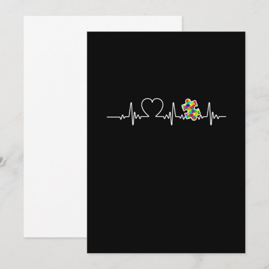 Harte puzzelstukjes hartslag Cool Autisme Awarenes Save The Date (Voorkant / Achterkant)