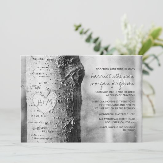 hartelboor rustige trouwuitnodigingen kaart (Staand voorkant)