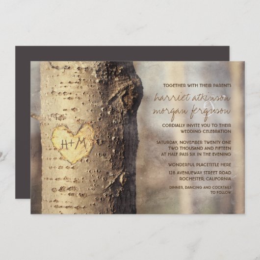 hartelboor rustige trouwuitnodigingen kaart (Voorkant / Achterkant)