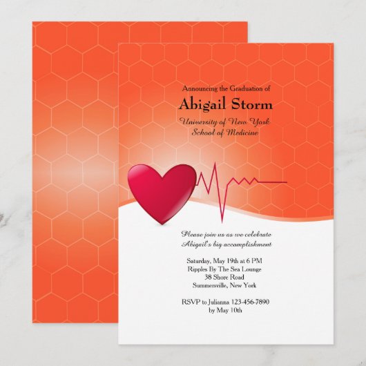 Hartelektrocardiogram Afstuderen Kaart (Voorkant / Achterkant)