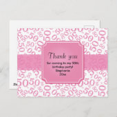 Hartelijk Bedankt: 50th Birthday Number Pattern Pi Briefkaart (Voorkant / Achterkant)