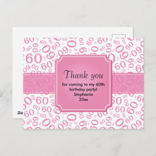 Hartelijk Bedankt: 60th Birthday Number Pattern Pi Briefkaart (Voorkant / Achterkant)