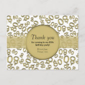 Hartelijk Bedankt: 80e Gold/White Birthday Number  Briefkaart (Voorkant)