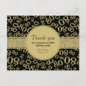 Hartelijk Bedankt: 80th Gold/Black Birthday Number Briefkaart (Voorkant)