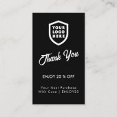 Hartelijk Bedankt | Bedrijfs Logo Modern Black Kortingskaartje (Voorkant)