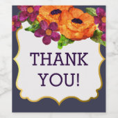 Hartelijk Bedankt! Bloemen elk etiket van de Occas (Enkel label)