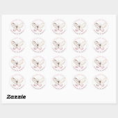 Hartelijk Bedankt! Blush Butterfly Weddenschap Sti Ronde Sticker (Vel)