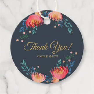Hartelijk Bedankt! Donkerblauw, elegant, roofbloem Bedankjes Labels