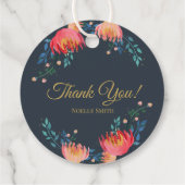 Hartelijk Bedankt! Donkerblauw, elegant, roofbloem Bedankjes Labels (Achterkant)