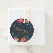 Hartelijk Bedankt! Donkerblauw, elegant, roofbloem Bedankjes Labels (In situ)
