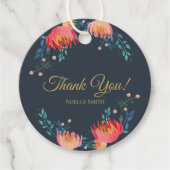 Hartelijk Bedankt! Donkerblauw, elegant, roofbloem Bedankjes Labels (Voorkant)