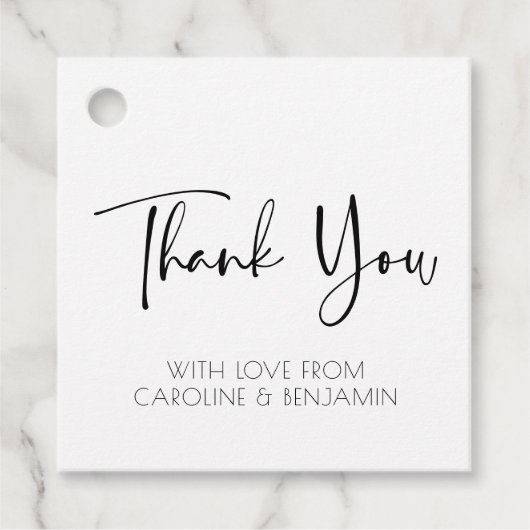 Hartelijk Bedankt | Eenvoudige scriptnaam zwart-wi Bedankjes Labels (Voorkant)