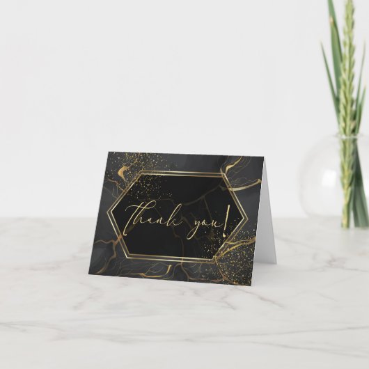 HARTELIJK BEDANKT | Elegant Black en Gold Marble (Voorkant)