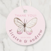 Hartelijk Bedankt! Elegant Blush Pink Butterfly We Bedankjes Labels (Achterkant)