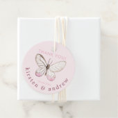 Hartelijk Bedankt! Elegant Blush Pink Butterfly We Bedankjes Labels (In situ)