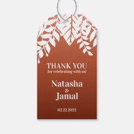 Hartelijk Bedankt! Elegant White Leaves, Red Terra Cadeaulabel