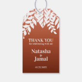 Hartelijk Bedankt! Elegant White Leaves, Red Terra Cadeaulabel (Achterkant)