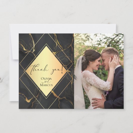 HARTELIJK BEDANKT | FOTO Elegant Black en Gold Mar (Voorkant)