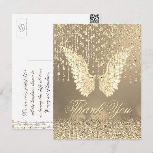 Hartelijk Bedankt | Gold Angel-tranen Briefkaart (Voorkant / Achterkant)