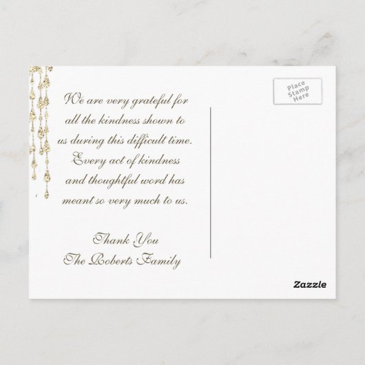 Hartelijk Bedankt | Gold Angel-tranen Briefkaart (Achterkant)