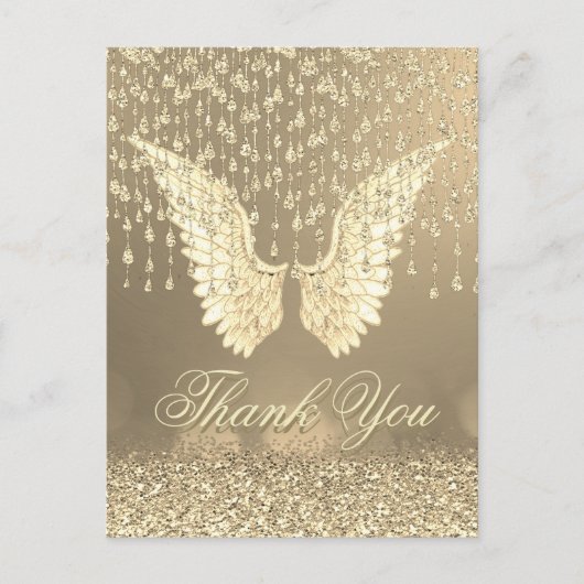 Hartelijk Bedankt | Gold Angel-tranen Briefkaart (Voorkant)
