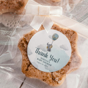 Hartelijk Bedankt! Grijze Baby olifant in Hot Air Ronde Sticker