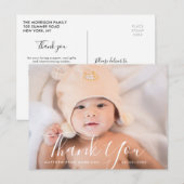 HARTELIJK BEDANKT | Handschrift baby Aankondiging Briefkaart (Voorkant / Achterkant)