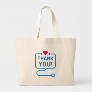 Hartelijk Bedankt   Hartstethoscoop Grote Tote Bag