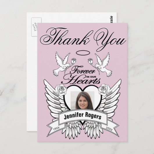 Hartelijk Bedankt | Herdenking van hart en stieren Briefkaart (Voorkant / Achterkant)