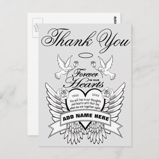 Hartelijk Bedankt | Herdenking van hart en stieren Briefkaart (Voorkant / Achterkant)