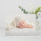 HARTELIJK BEDANKT | Kantelkaart met handschrift Aankondiging (Staand voorkant)