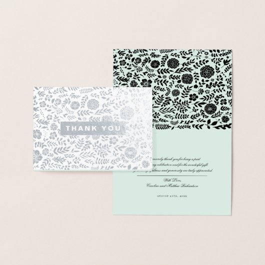 Hartelijk Bedankt. Mint Black Real Folie Weddensch Folie Kaarten (Display)