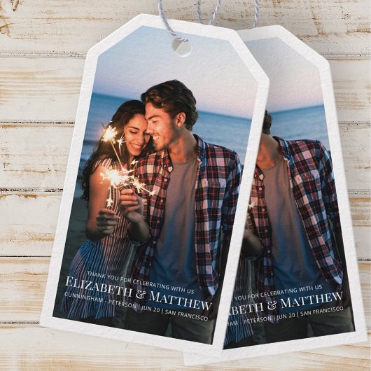 Hartelijk Bedankt | Moderne en eenvoudige fotobrui Cadeaulabel