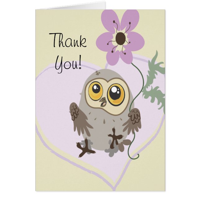 Hartelijk Bedankt! Owl met bloem (Voorkant)