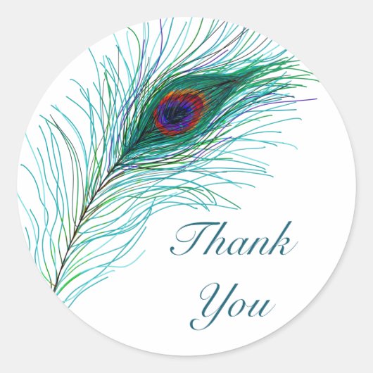 Hartelijk Bedankt | Peacock Feathers Ronde Sticker (Voorkant)